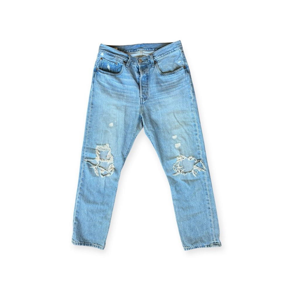 Levi's Premium Jeans Denim Straight distress rip  30 x 28 button fly